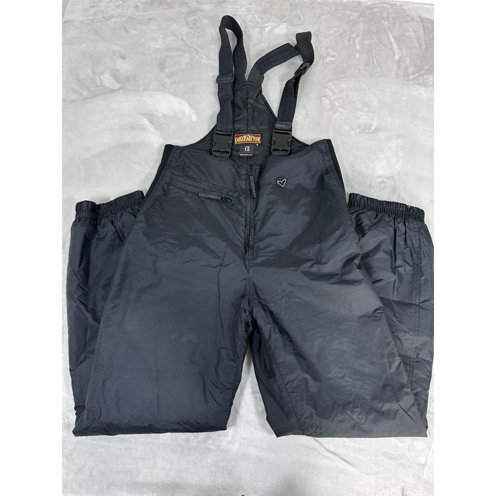 Obermeyer Ski Bib Snow Pants Ladies 12‎ Black Insulated Overalls Excellent